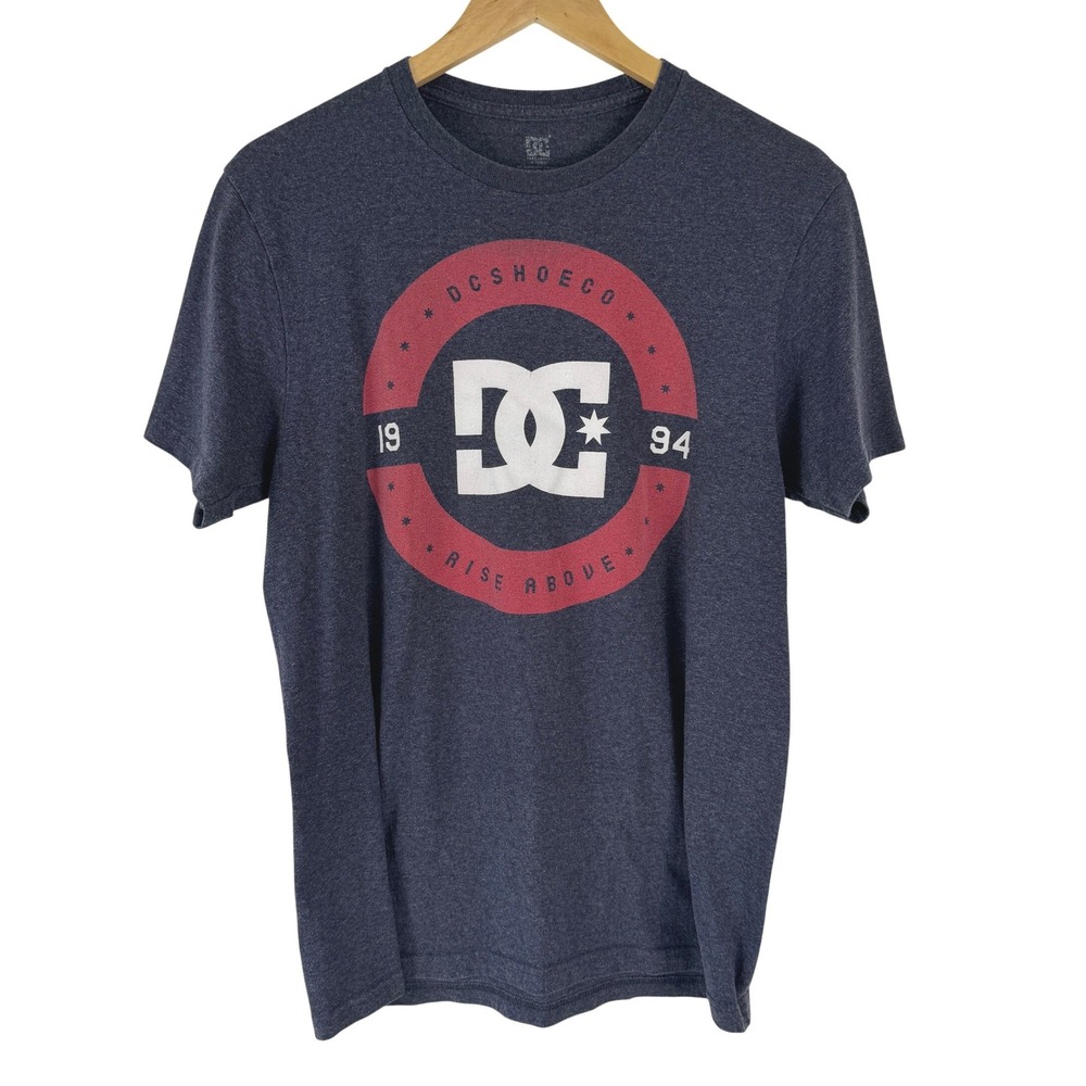DC Shoes Mens Graphic T-Shirt Heather Navy Blue Rise Above Logo Size M Skater